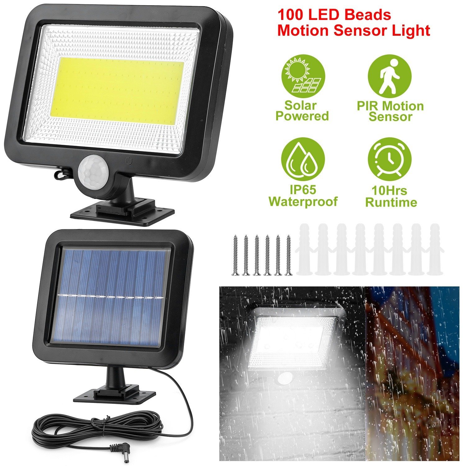 Solar Powered Wall Lights Outdoor 100 LED Beads Motion Sensor Lamp IP65 Waterproof Dusk To Dawn Sensor Light Solar Powered Wall Lights Outdoor 100 LED Beads Motion Sensor Lamp IP65 Waterproof Dusk To Dawn Sensor Light