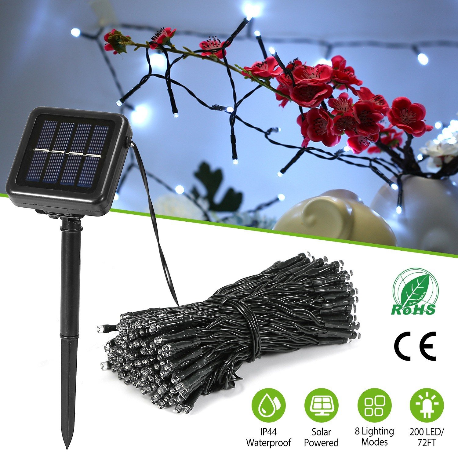 Solar String Lights LED Solar Power Fairy String Light 22M 200 LEDs 8 Lighting Mode White Light Waterproof Solar String Lights LED Solar Power Fairy String Light 22M 200 LEDs 8 Lighting Mode White Light Waterproof