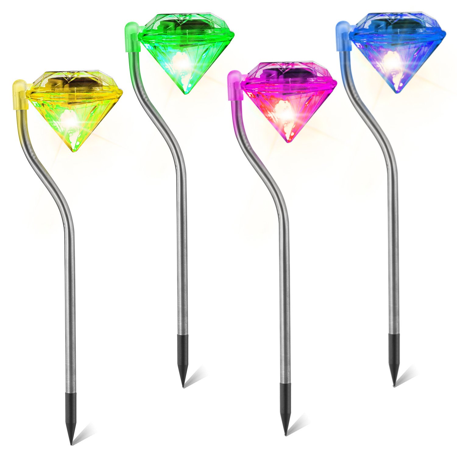 4Pcs Solar Garden Light Outdoor Diamond LED Light IP65 Waterproof Stake Decorative Lamp 4Pcs Solar Garden Light Outdoor Diamond LED Light IP65 Waterproof Stake Decorative Lamp