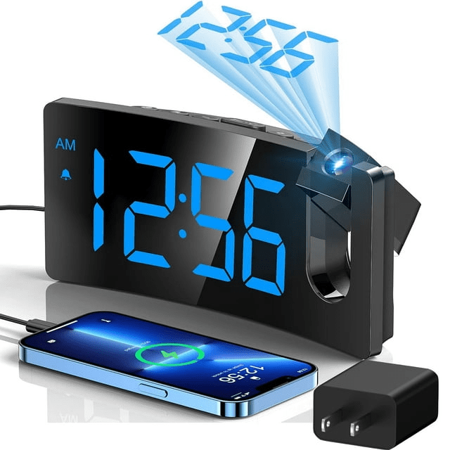 Mpow Projection Alarm Clock, Digital Clock with 180° Rotatable Projector, 3-Level Brightness, Progressive Volume, USB Charger, Battery Backup Mpow Projection Alarm Clock, Digital Clock with 180° Rotatable Projector, 3-Level Brightness, Progressive Volume, USB Charger, Battery Backup