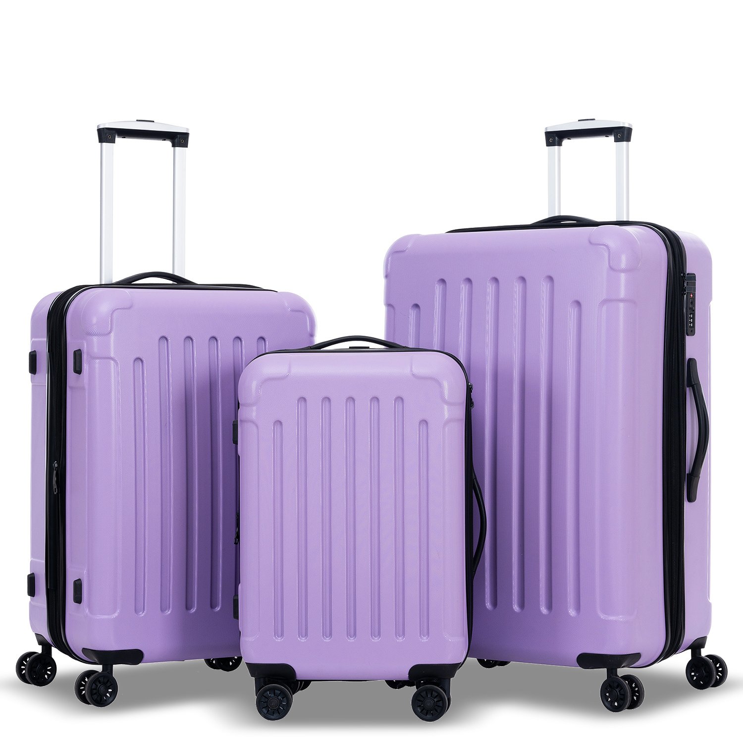 Luggage Sets New Model Expandable ABS+PC 3 Piece Sets with Spinner Wheels Lightweight TSA Lock (20/24/28), LIGHT PURPLE Luggage Sets New Model Expandable ABS+PC 3 Piece Sets with Spinner Wheels Lightweight TSA Lock (20/24/28), LIGHT PURPLE