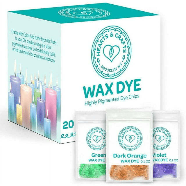 Hearts & Crafts Soy Wax Candle Dye - 20 Color Wax Chip Dyes for DIY Candle Making Supplies Hearts & Crafts Soy Wax Candle Dye - 20 Color Wax Chip Dyes for DIY Candle Making Supplies