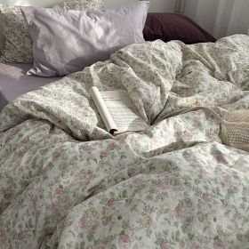 Garden Small Floral Cotton Bed 4-piece Summer Girly Bedding Set (Option: 200cm four piece set-Romantic Floral Taro)