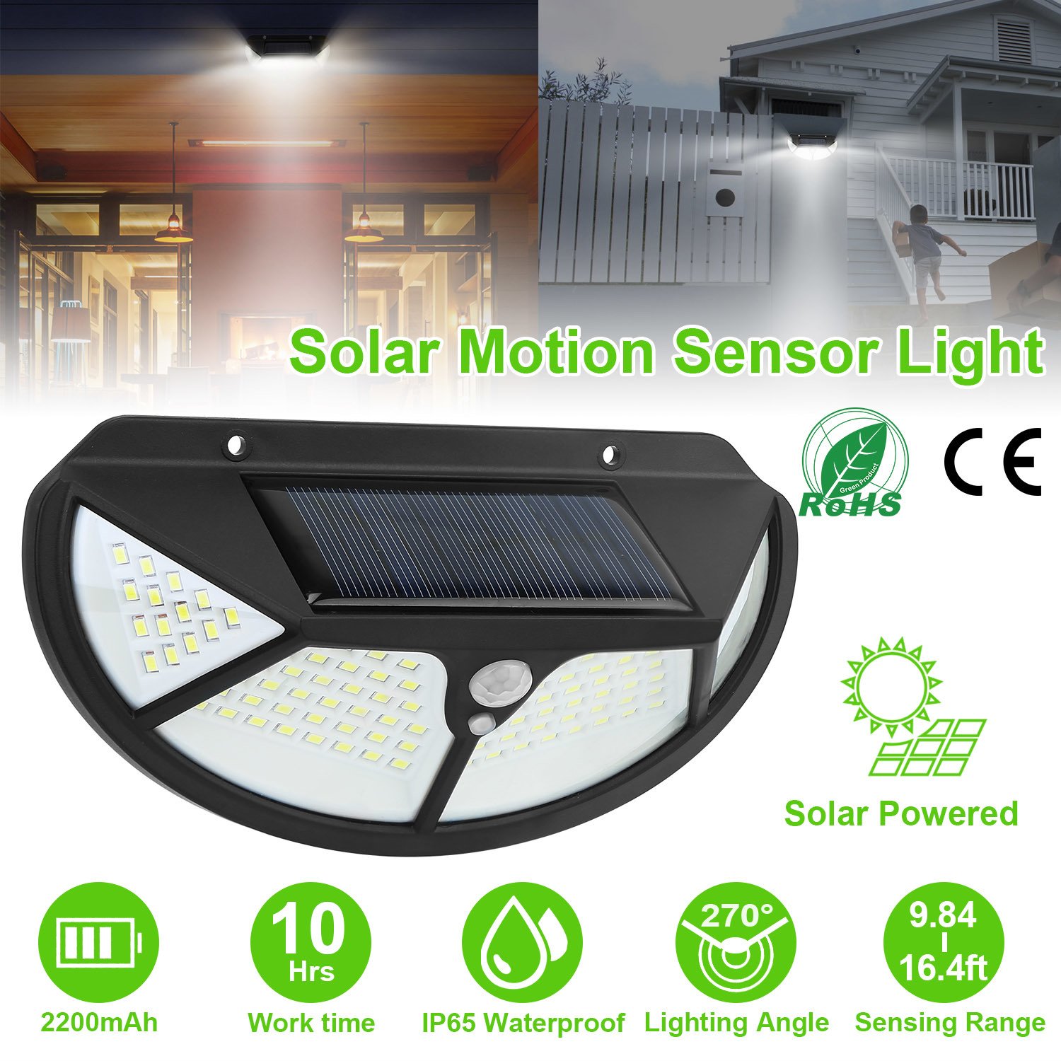 Wall Solar Powered Lights Outdoor 102 LEDs IP65 Waterproof Solar Lamps Wall Solar Powered Lights Outdoor 102 LEDs IP65 Waterproof Solar Lamps